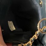 Casual‎ Corner Vintage 90’s Quilted Navy Blue Bucket Bag with Gold Chain Strap Photo 5