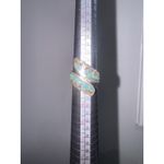 STERLING SILVER NATIVE AMERICAN NAVAJO 925 TURQUOISE & CORAL INLAY WRAP RING LB Blue Photo 2