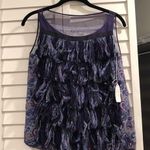 New Sacai Silk Fringe Top Blue Size 6 Photo 0