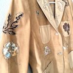 Neiman Marcus  Exclusive Suede Leather Floral Embroidered Beaded Jacket Size 10 Photo 4