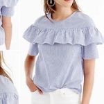 J.Crew  Edie top in shifting stripe ruffle blouse Photo 1