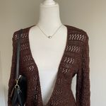 Faded Glory  Women's Brown Open-Knit Cardigan Size L Photo 1