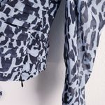 ZARA  Blue Ruffled Smocked Long Sleeve Cheetah Print Blouse Photo 5