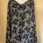 Vince Camuto  Black White Floral V Neck Button Front Blouse Large Photo 0