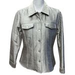 Susan Bristol  Women's‎ Size M Silver Quilted Snap Closure Blazer Jacket Metallic Photo 2