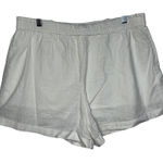Abercrombie & Fitch White Linen Pull On Casual Bermuda Cargo Shorts Women Size L Photo 0