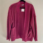 American Eagle Pink Slouchy Chenille Cardigan Sweater Oversized Size Large NWT Photo 1