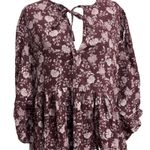 Madewell  Splitneck Puff-Sleeve Dress in Olivia Floral Dark Fig Sz XL NWT Gift Photo 3