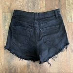 Vibrant  Black Denim High Waist Cutoff Shorts Photo 2