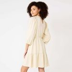 Draper James  RSVP Tiered Skater Dress Beige Gold Houndstooth Print‎ Small NWT Photo 1