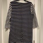 J.Crew  Size M Navy Blue White Stripe Cotton Long Sleeve Pullover Shirt Dress Photo 6