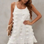 Source Unknown Boutique Boho White Jacquard Ruffle Mini Dress‎ Size Small Photo 0