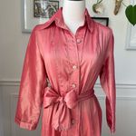 Isabel Riera Handmade Salmon Pink Iridescent Shirt Dress Midi $550 M Size M Photo 2