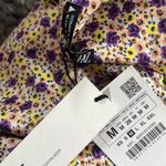 ZARA NWT  Yellow Floral Draped Satin Effect Mini‎ Dress Photo 4