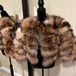 Genuine Raccoon Vest Jacket Crop Jacket Puffer Bomber Fur Coat Trench Long Sleev Brown Photo 5