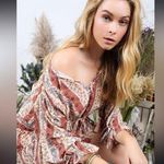 Anthropologie Allison New York Pink Floral Button Front Tassel Tie Blouse Small Photo 0