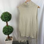 BCBGenerations Tan knit Fringe Trim Sleeveless Tunic Top S NEW Photo 2