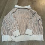 Aerie Striped Cream Collared Oversized Knit Sweater Photo 6