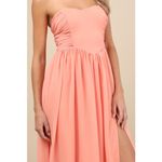 Lulus NWT  Luxe Favorite Peach Pink Strapless Ruched Maxi Dress Bridesmaid Size M Photo 6