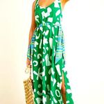 Anja horvat X Anthropologie green printed bow accent maxi rare Xs $120 spring Photo 0