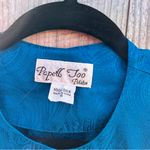 Vintage silk blue long sleeve dress by papell too petites size 6 whimsy gold Photo 4