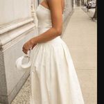 NWT OAK + FORT DROP WAIST STRAPLESS TWILL DRESS in Cream XS $108 White Photo 1