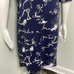Lilly Pulitzer Navy Blue Pink Ruffle My Feather Script Print Dress Size Small Photo 7