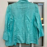 Chico's Aqua Breeze Beaded Linen Turquoise Open Jacket Cardigan Coastal Size 0 S Photo 3