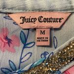 Juicy Couture Blue Floral Ruffle Rhinestone Jewel Neck Blouse Size M Vintage Photo 9