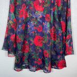 Victoria's Secret Vintage  Women S Red Purple Floral Pajama Top Gold Label Satin Photo 6