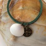 Handmade NEW! Very Cool Nautical Bracelet Suede Cord W Sea Shell & Compass Charms Photo 2