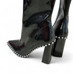 Steve Madden  Leather Ankle Boots Rhinestone Trim Square Heel Pointed Toe‎ Party Photo 1