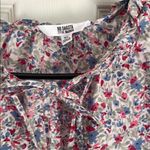 BB Dakota by Steve Madden Cream Flutter Sleeve Blouse with Ruffled Bib Collar Blue Size XL Photo 3