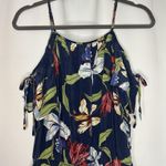 Amanda Uprichard Romper Womens Medium Navy Silk Floral Boho Print Cold Shoulder Photo 1