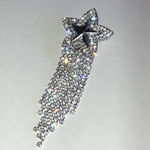 Sparkling Silver Tone Dangling Star Brooch with Rhinestones Photo 2