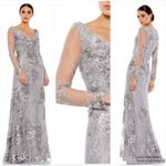Mac Duggal 67539 Womens Embellished V Neck Long Sleeve Gown Photo 2