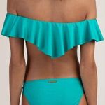 Trina Turk Jade Ruffle Flutter Getaway Off the Shoulder Bandeau Bikini 8 = M Photo 3