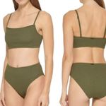 DKNY Women's Textured High Waist Bikini Bottom Swimsuit Moss Green Size L NWT Photo 9