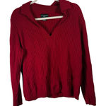 Sutton Studio 100% Cashmere Polo Sweater Red Ribbed Holiday Womens Plus 2x Photo 0