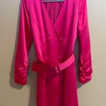 Skies Are Blue Silk hot pink long sleeve dress Photo 0