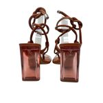 Schutz Siena Ankle Tie High Heel Sandals Caramel Brown Clear Size 9.5 Photo 6