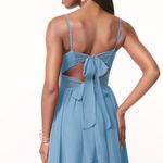Azazie  Zeya Agave Steel Blue V Neck Bridesmaid Dress Photo 1