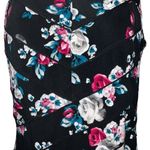 White House | Black Market WHITE HOUSE BLACK MARKET Black Floral Print Slanted Seamed Fabric Front EUC S Photo 3