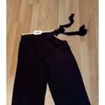 Women’s Silk Dress Pants Waisted Tie Side Wide Leg Work Pants Black Size Small Photo 2