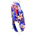 Lipslide Medium Royal Blue Floral Button Up Shirt Tropical Resort City Chic Orange Photo 4