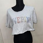 PINK - Victoria's Secret PINK Victoria’s Secret Light Grey Cropped Shirt with Rainbow Rhinestone Logo Photo 0