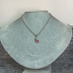 Red sparkly bling platform heel shoe necklace silver tone chain Photo 2