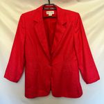 Vtg 90s Hillary Charles 100% Silk Womens Blazer 14 Corpcore Red One Button USA Photo 12