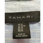 Tahari  Size Medium Blue Striped Long Roll-Tab Sleeves Popover Linen Rayon Shirt Photo 4