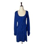 Jump Girl Royal Blue Long Sleeve Ruffle Mini Sheath Dress Size S Photo 1